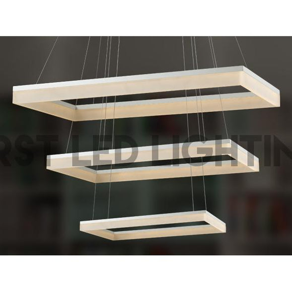 3-Rectangle LED Pendant Chandelier - 5601-3-First LED Lighting Center