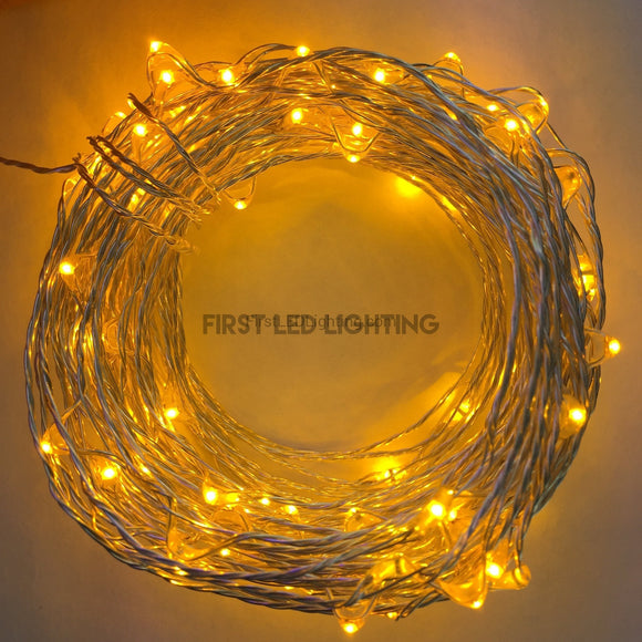 Copper String LED - 33ft 100LED - AMBER-First LED Lighting Center