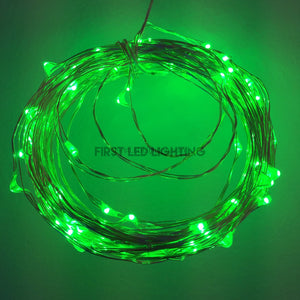 Copper String LED - 33ft 100LED - GREEN-First LED Lighting Center