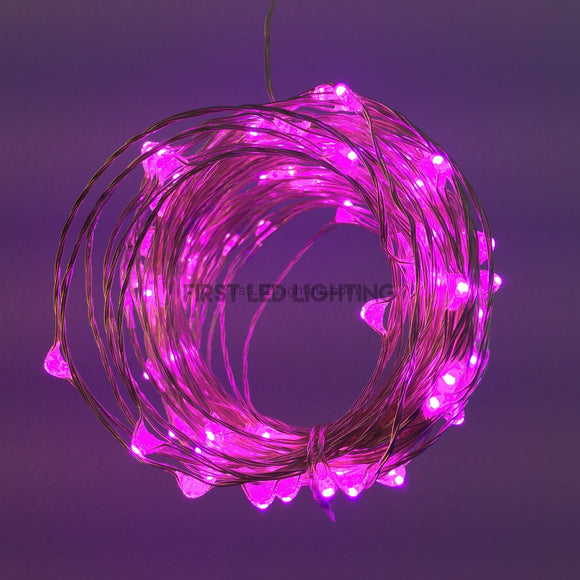 Copper String LED - 33ft 100LED - PINK-First LED Lighting Center