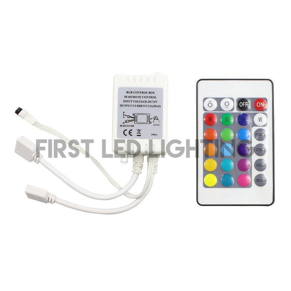 RGB Controller 24-Key IR Remote - Dual Output-First LED Lighting Center