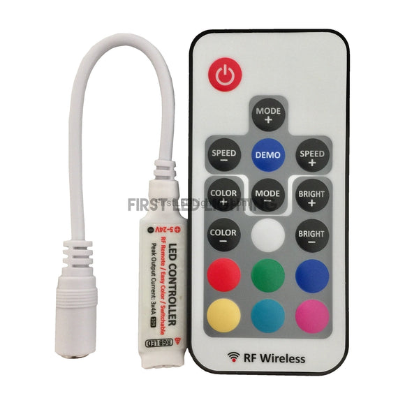 RGB Mini Controller with 17-Key RF Remote-First LED Lighting Center